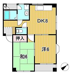 金子マンション 2DKの間取図画像
