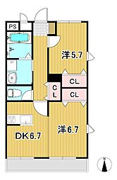 CASAWIN 2DKの間取図画像