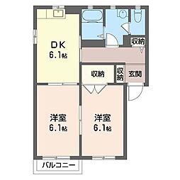 ディアスまいづる 2DKの間取図画像