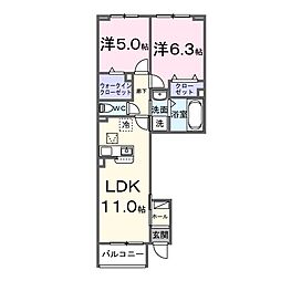 カメリア双葉 2LDKの間取図画像