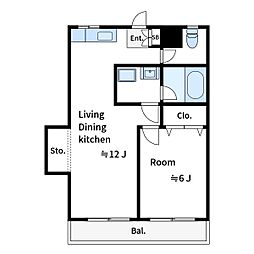 東京メトロ東西線 西葛西駅 徒歩6分の賃貸マンション 4階1LDKの間取り