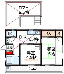 フラワーハイム 2階2SKの間取り
