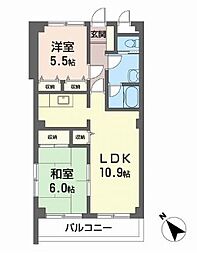 ソレアード 2LDKの間取図画像