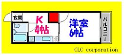 グランドール川秋 1Kの間取図画像