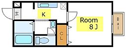 ハイツ金子 1Kの間取図画像