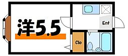 ピュアコート松江 1Kの間取図画像