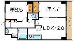 グロリア参番館 2LDKの間取図画像