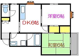 カトラ・セゾン7 2DKの間取図画像