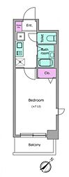 RESIDIA南行徳 1Kの間取図画像
