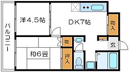 カーサデフローラ 2DKの間取図画像