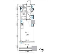 パークキューブ亀戸 3階ワンルームの間取り