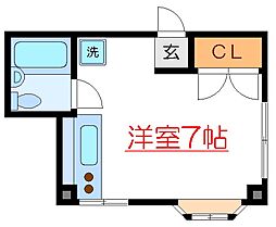 JR総武線 亀戸駅 徒歩9分の賃貸マンション 2階ワンルームの間取り