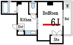 全観スカイハイツ 1Kの間取図画像