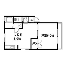 マンションヨシダ 1LDKの間取図画像