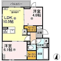 東京メトロ日比谷線 北千住駅 徒歩20分の賃貸アパート 3階2LDKの間取り