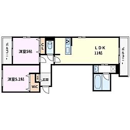 へーベルメゾン町屋1丁目 1階2LDKの間取り