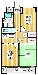 梅田マンション 8階3Kの間取り