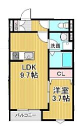 La-Crea LKS(ラクリエ・エルケーエス) 1LDKの間取図画像