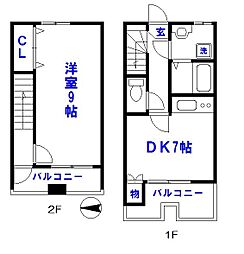 サンライズシナサン 2DKの間取図画像
