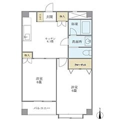 パヴィヨンブラン 2DKの間取図画像