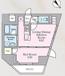 ラグゼナ北千住II 1LDKの間取図画像