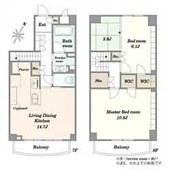 スカーラ代官山 2LDKの間取図画像