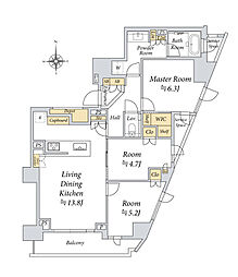 パークコート広尾ヒルトップレジデンス 3LDKの間取図画像