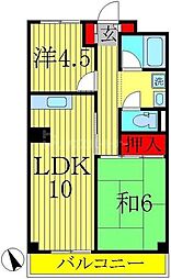 山口マンション 6階2LDKの間取り