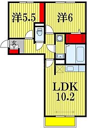ヴァイスハウス 2LDKの間取図画像