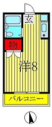 オーキスビル 3階ワンルームの間取り