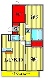 リバーサイドヴィラ　ハピネス 1階2LDKの間取り