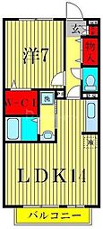 ベイサージュ 2階1LDKの間取り