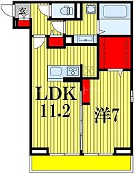 フェリシア 2階1LDKの間取り