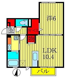 ベルフルール 1LDKの間取図画像