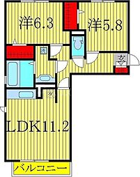 エスポワールE 2LDKの間取図画像