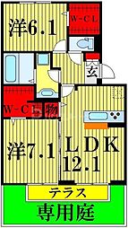 センシーロ柏の葉 2LDKの間取図画像