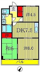 第2田口ビル 3DKの間取図画像