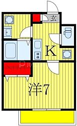 ジーメゾン我孫子ボヌール 1Kの間取図画像
