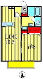 コアロード2 1LDKの間取図画像