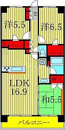 クレストフォルム柏サウスウイング 3LDKの間取図画像