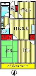 サンヒルズ森田 3DKの間取図画像