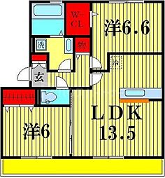ラヴィエール 2LDKの間取図画像