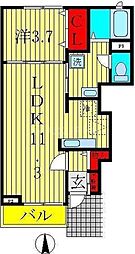 ルミエール豊四季1 1LDKの間取図画像