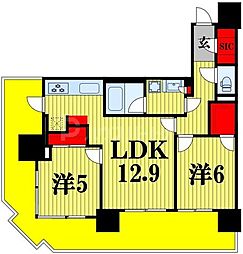 パークシティ柏の葉キャンパスザ・ゲートタワーウエスト 2LDKの間取図画像