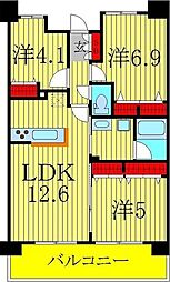 プレシャスタワー柏 3LDKの間取図画像