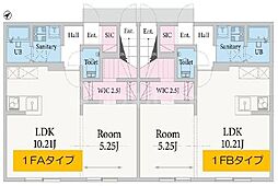 セナリオフォルム柏たなかII 1LDKの間取図画像