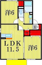 サニーウェル 2LDKの間取図画像