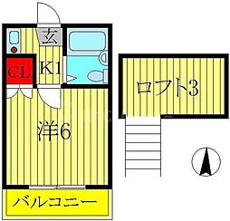 シャンブルハイツ 1Kの間取図画像