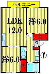 アネックス南柏 2LDKの間取図画像