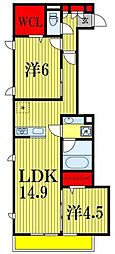 セレーノ・フォレ 2LDKの間取図画像
